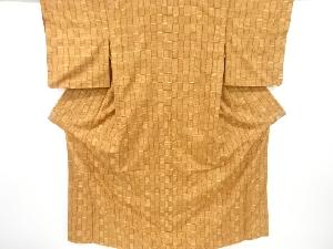 アンティーク　市松模様織り出し手織り紬着物